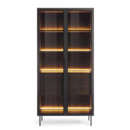 Witryna wysoka 90 cm dąb dunin + carny LED z szufladami LIMA